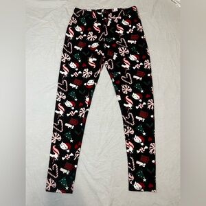The Childrens Place Girls XXL/TTG 16 Black Christmas Unicorn Candy Cane Leggings